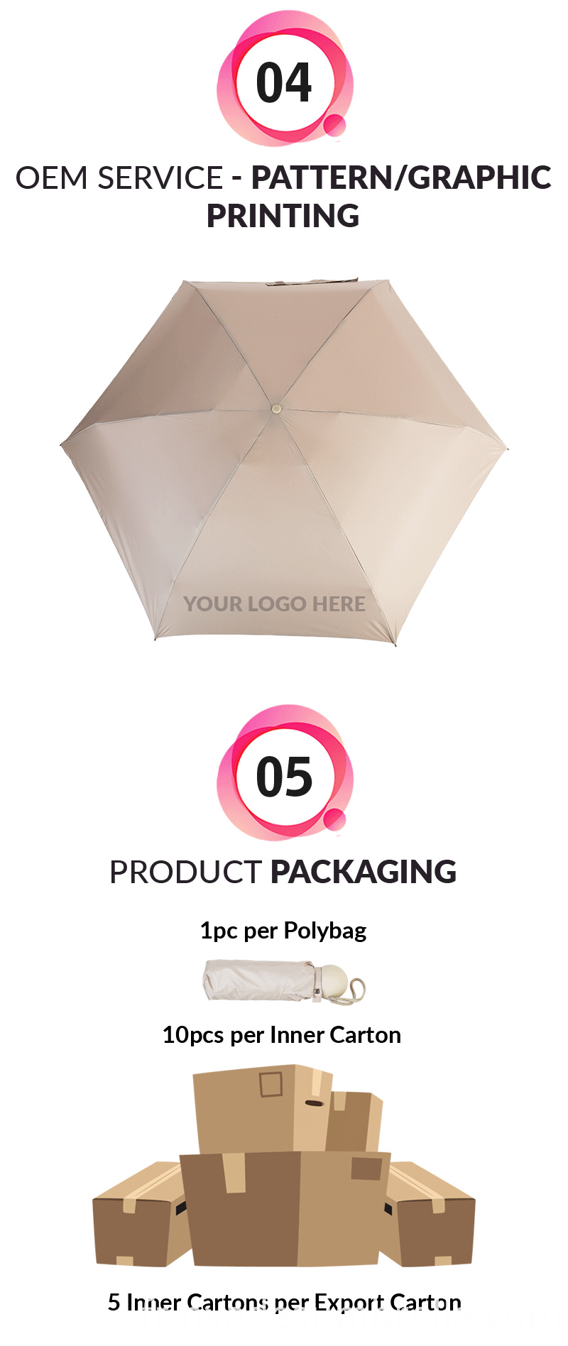 Parapluie de voyage pliable Compact 5 Compact 5 Folding Travel Umbrella